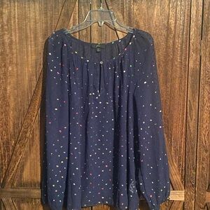 J. Crew Navy Top with Multicolor Accents, XL